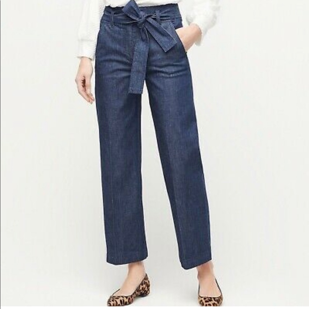 Paper-bag-waist slim wide-leg jean in rinse wash